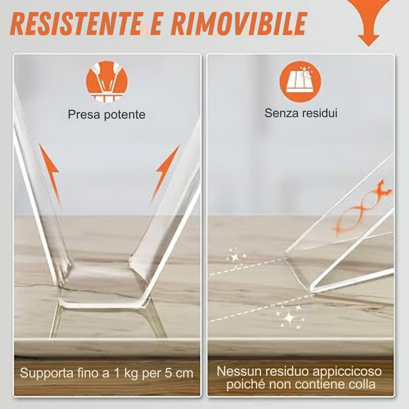 Nastro biadesivo extra large, trasparente e resistente