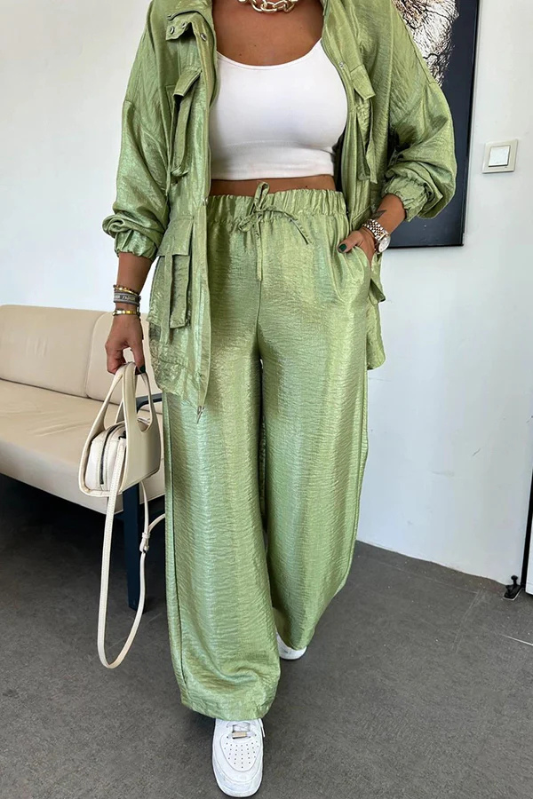 Completo Autunnale 2 Pezzi - Stile Cargo Effetto Metallizzato