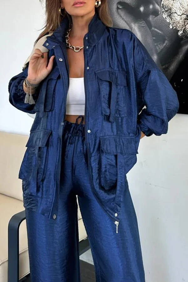 Completo Autunnale 2 Pezzi - Stile Cargo Effetto Metallizzato