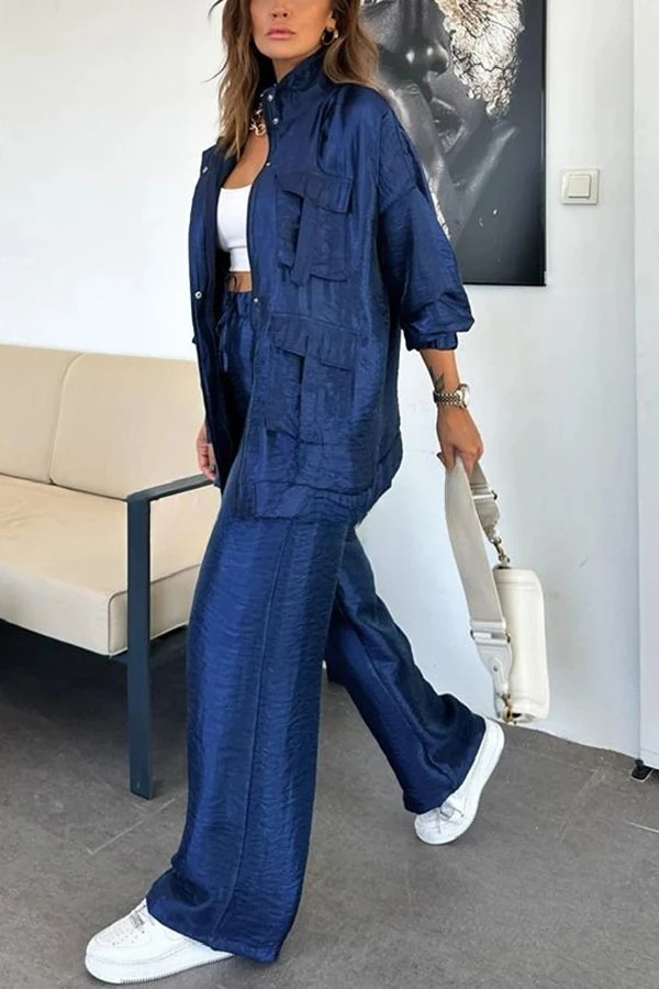 Completo Autunnale 2 Pezzi - Stile Cargo Effetto Metallizzato