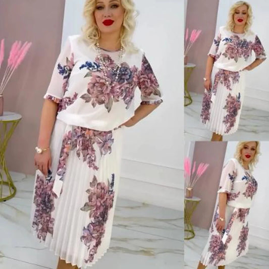 Abito da donna plissettato con motivo floreale